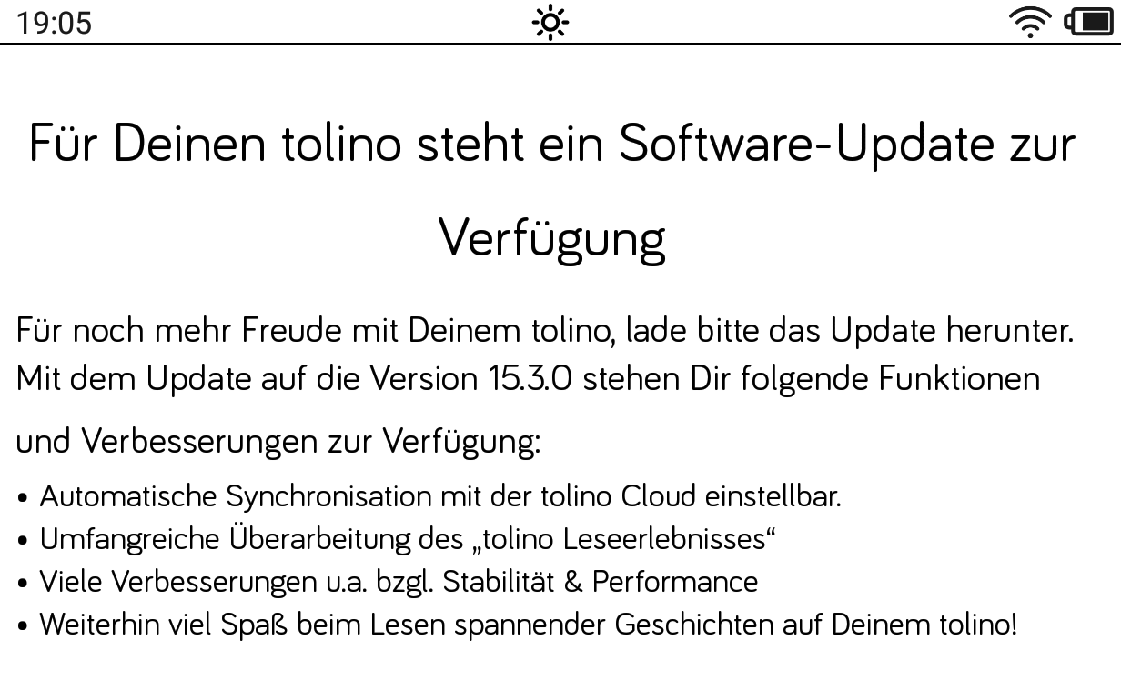 Tolino Firmware 15.3.0 erschienen [3. Update]